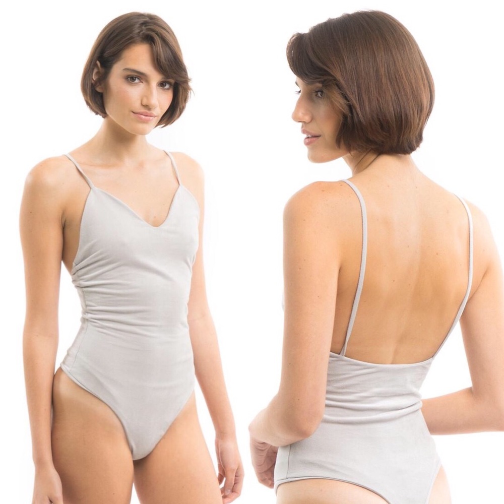 Grey Suede Bodysuit